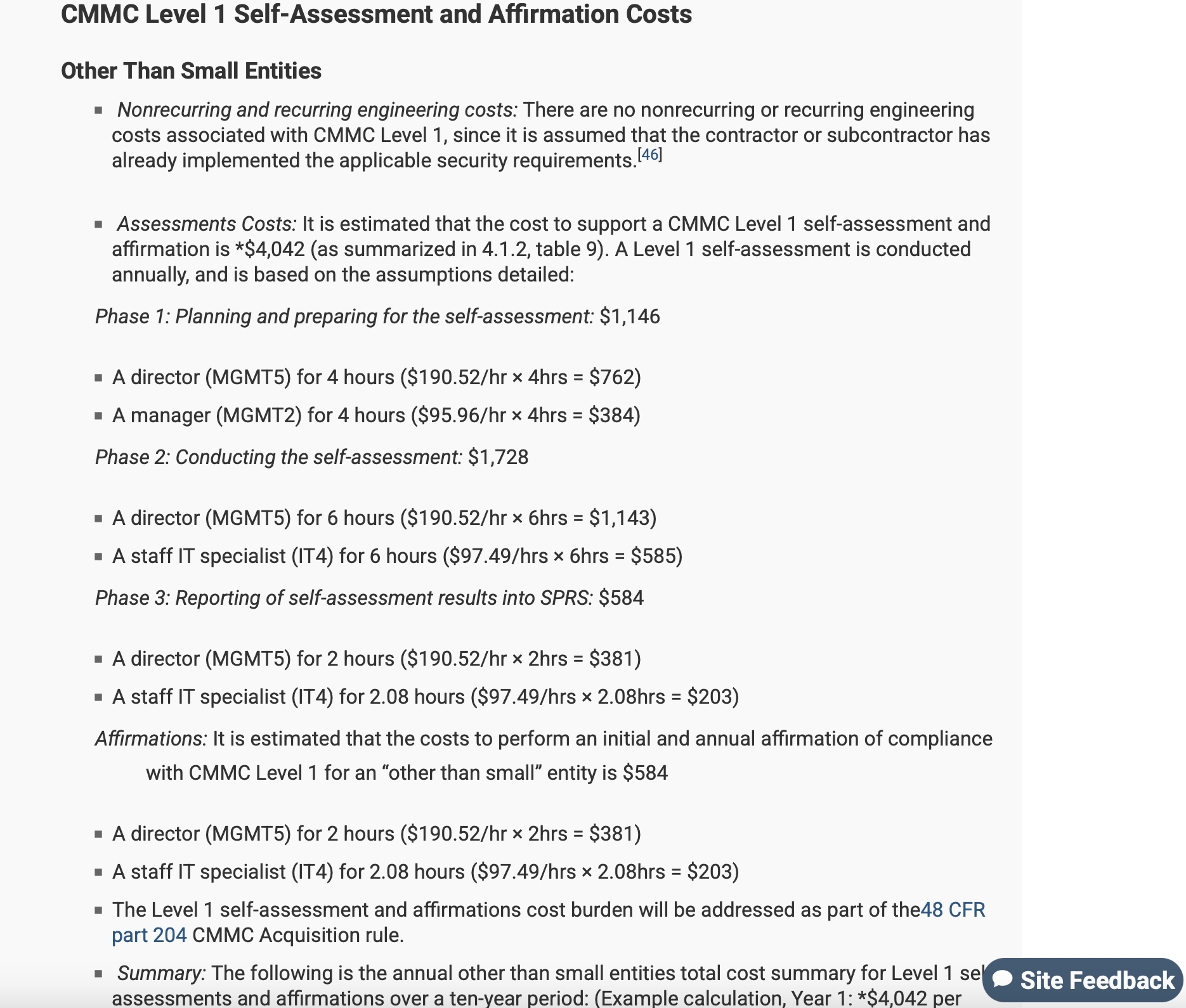 CMMC Assessment Cost